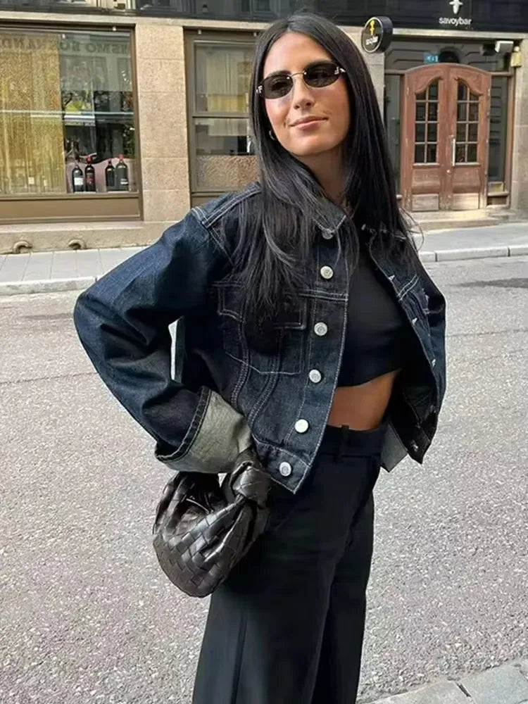 Women Vintage Denim Jacket Pant Sets
